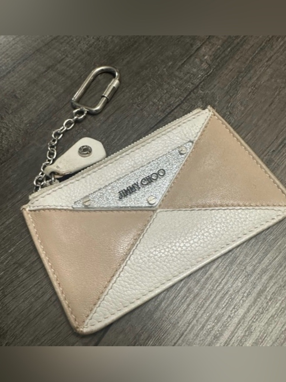 Jimmy Choo Leather Zip Card Case with Key Chain